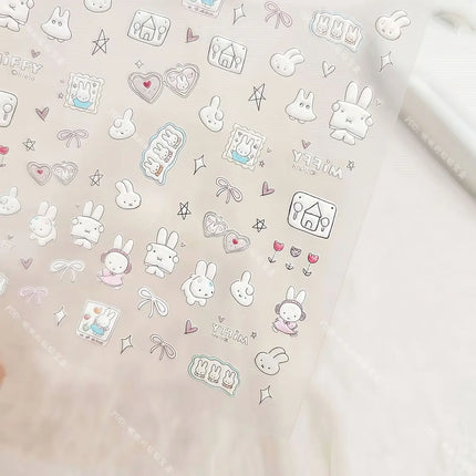 Cute Miffy 3D Nail Stickers Kawaii Glass Camera Nail Stickers Decoration Anime Printing Stickers Holiday Surprise Gifts