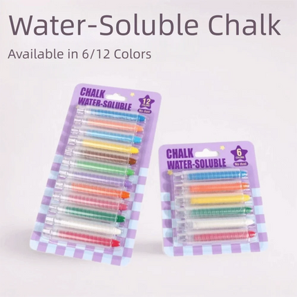 Creative 6/12 Colors Dustless Chalk Water Soluble Non-Toxic Drawing Crayons Easy Cleanup Anti-Stain Washable Chalk Outdoor Play
