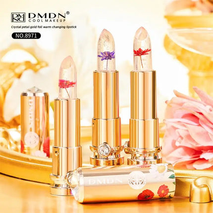 Crystal Petals Color-changing Lipstick Flower Gold Foil Desalination Color Lipstick Soft Delicate Lasting Waterproof Makeup