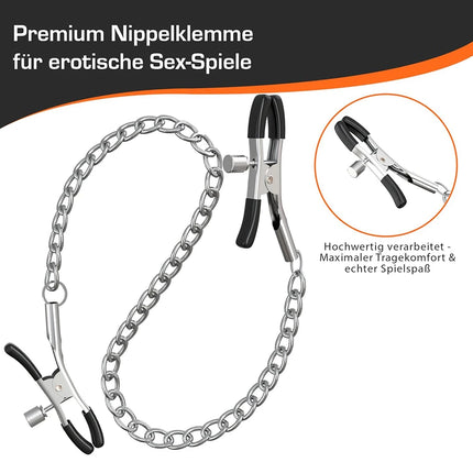 Adjustable Metal Nipples Clamps Nipples Chain Portable SM Breast Flirting Stimulation Adult Sex Toy for Women Men Couples