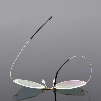 1.61 index Lens Frameless Cat Eye Myopia Eyeglasses Ultralight Rimless Blue Light Blocking Prescription Glasses -0.5 -0.75 to -6