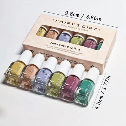 Set A Colorful Candy 6-Bottle Set Nail Polish No-Bake Quick-Dry Long-Lasting Peelable Water-Based Triple Color Nail Polish