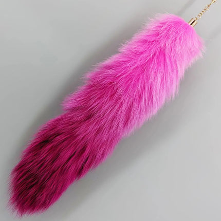natural fox fur tail keychain furry 2024 chic y2k  beautiful accessory length 40 cm Car Keychains For Women
