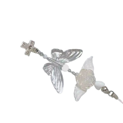 Bowknot Phone Chain Angel Wing Pendant Keychain Sweet Cool Phone Lanyard Acrylic Keyring Bag Ornament