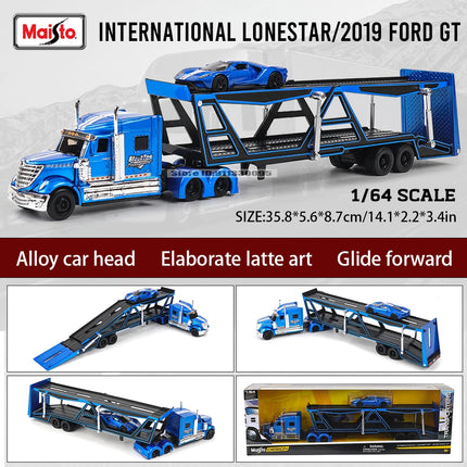 Maisto 1:64 1993 454 INTERNATIONAL LONESTAR Transport Casting Manufacturing Trailer Model Simulation Model Alloy Car Collection