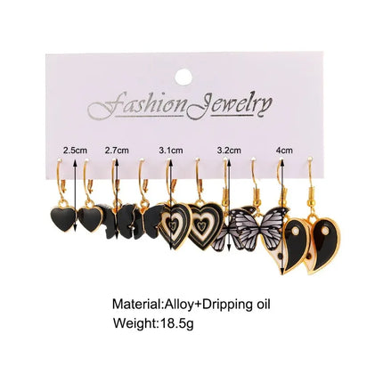 Green Butterfly Heart Dangle Earring Set for Girls Acrylic Gold Color Pearl Set Ear Rings 2023 New Fashion Jewelry Gifts
