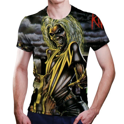 Heavy metal rock 3D men's T-shirt, Harajuku casual street clothing, hip-hop, large size, 2024