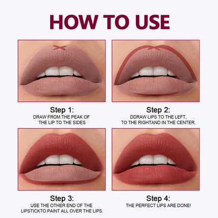 O'CHEAL Double-Headed Matte Lipstick Lip Liner 2 IN 1 24 Hours Long Lasting Sexy Red Lip Lipstick Lipliner Pencil Makeup