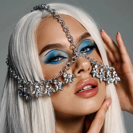 New Tassel Veil Masks Women Headwear Rhinestone Chains Face Mask Masquerade Dance Party Costume Sexy Face Accessories Jewelry