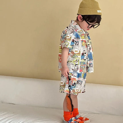 RAISE Children Summer Shirts Outfits Boys Vacation Suit 2026 Kids Girls Print Dress Brother Sister Outfits Siblings Matching Set