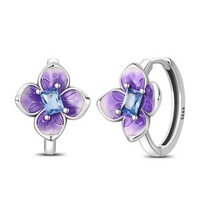 925 Sterling Silver Purple Butterfly Rainbow Flower Stud Earrings for Women Girl Ear Studs Jewelry Fashion Luxury Anniversary