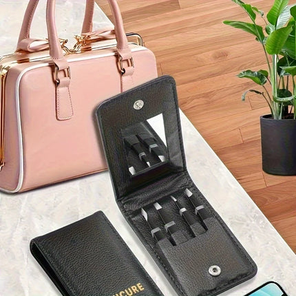 4pcs Stainless Steel Eyebrow Tweezers Set with Double Eyelid Tape & Case Professional Makeup Tools for Eyelash Extension