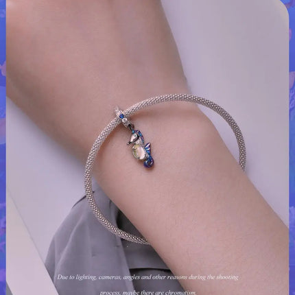 BAMOER 925 Sterling Silver Dreamy Ocean Series Dazzling Crab Beads Seahorse Pendant Charms for Women Bracelet and Necklace DIY