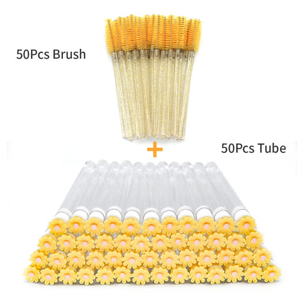 10/50Pcs Eyelash Brush Tubes With Crystal Lash Mascara Wands Eyebrow Comb Spoolies Container Lash Brush Applicators Makeup Tools