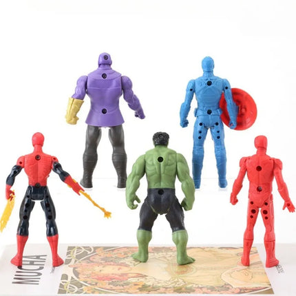 5Pcs Avengers: Captain America Thor Hulk Iron Man Figurine Doll Marvel Vinyl Face Figurines Toys Funny Decor Model Kids Toys