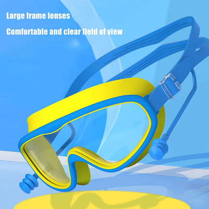 Large Frame Outdoor Swimming Goggles Anti-Fog Wide View Scuba Diving Swimming Glasses with Earplugs for Adult Youth Water Sports