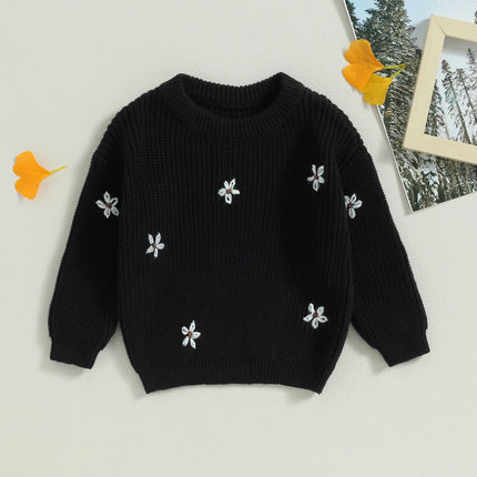 Baby Girl Sweater Long Sleeve Crew Neck Flower Winter Warm Knit Pullover Sweater Infant Clothes