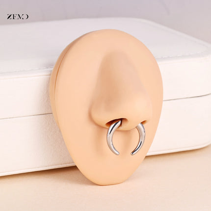 ZEMO 1 Piece 16G Horn Nose Ring Stainless Steel Threadless Septum Ring Spike Ox Horn Ear Helix Nostril Piercing Jewelry 8MM/10MM