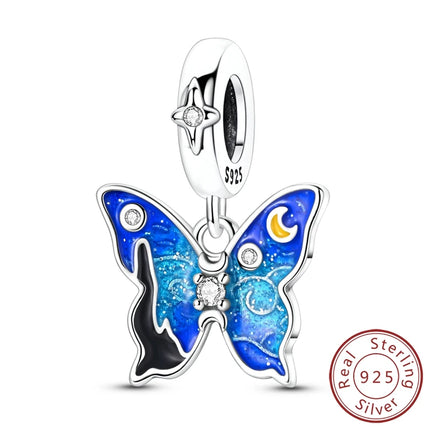 Spring Charms Beads Pendant 925 Sterling Silver Flower Butterfly Dragonfly Mushroom Charms Fit Bracelet Woman Man DIY Jewelry