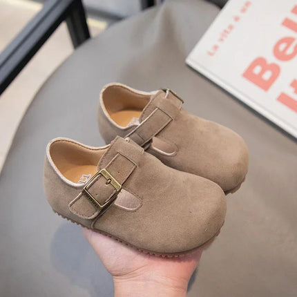 Boys Girls Flat Shoes Retro Non-slip Sweet Kids Moccasins Soft Sole 2024 New Fashion Children Leather Shoes Hook&loop Elegant