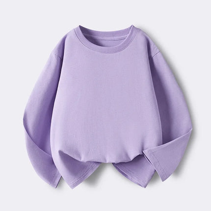 Girls Boys Long Sleeve T-Shirts Casual Kids Pure Cotton O-neck Solid Tee Tops Spring Blouse T Shirt for Teens Girl Clothes 3-14Y