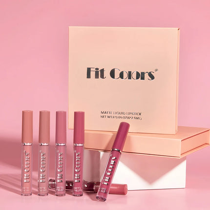 Six-piece lip gloss set, waterproof, anti-fading, easy to apply, velvet matte lip gloss