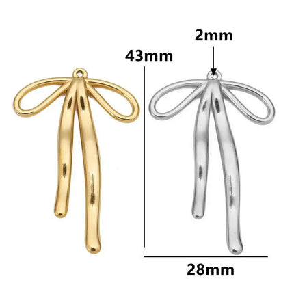 5pcs Stainless Steel Bow Knot Charms Waterproof Pvd Plated Gold Bow Pendants for DIY Earrings Bracelets Necklace Jewelry Making