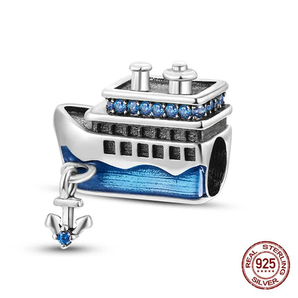 Charm 925 Silver Blue Ocean Life Theme Charm Beads Fit 3mm Original Bracelet For Women DIY Pendants Luxury Jewelry Gift Hot Sale