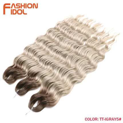 Anna Hair Synthetic Loose Deep Wave Braiding Hair Extensions 24 Inch Water Wave Braid Hair Ombre Blonde Twist Crochet Curly Hair