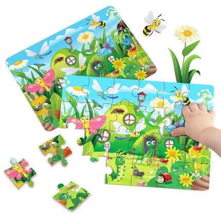 Kids Cartoon Animal Jigsaw Puzzles Montessori Educational Toys Parent-Child Theme Game Paper Educational Gift for Children