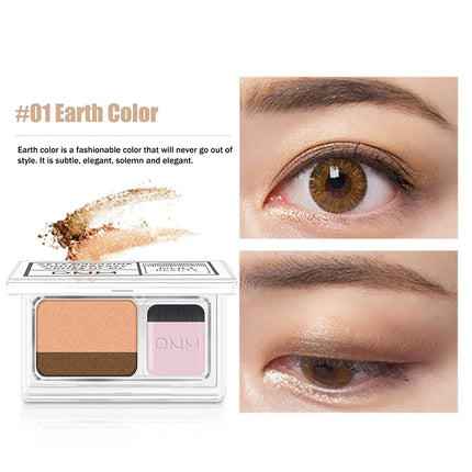 1Pc DNM Professional Women's Cosmetics Two-color Matte Lazy Eye Shadow Double Small Box Easy Carry Eyeshadow Tray for Makeup