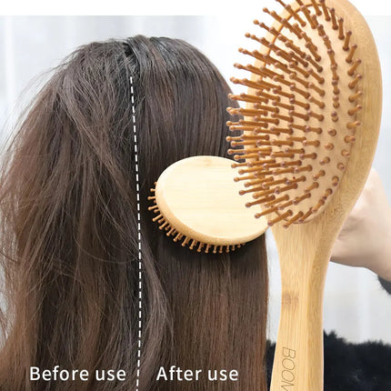 Bamboo Hair Brush Women Styling Hair Comb Hairbrush Wide Teeth Bamboo Combs for Hair Smooth  Massage Scalp Brush Barber Comb