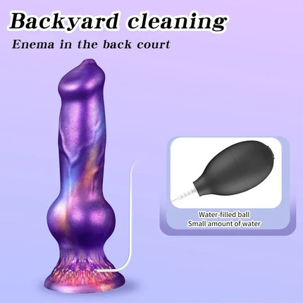 Realistic Dog Penis Squirting Dildo Anal Plug Knot Suction Cup Enema Ball Waterproof Silicone Fantasy Adult Toy for Men and Wome