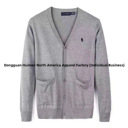 Winter New Style RL Horse Logo Men's Knitted Sweater Button Cardigan Business Casual Cotton Sweater Breathable Machine Washab...
