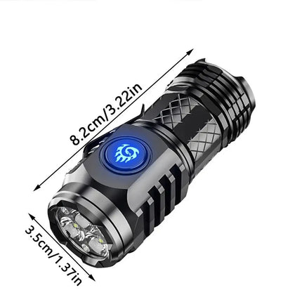 White Laser Flashlight Keychain High Power Rechargeable LED Flashlight Torch Tactical Portable Outdoor Camping Hiking Work Light