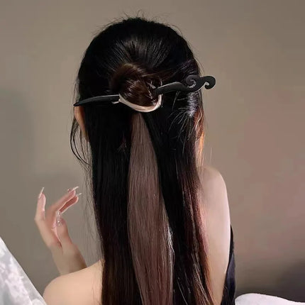 Vintage Chinese Style Black Wooden Flower Hairpin Jewelry Hair Sticks for Women Autumn Temperament Hair Accessories Wedding Gift