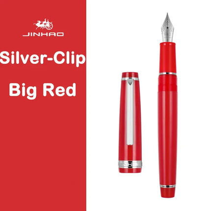 JINHAO 82 Fountain Pen Gold Trim Acrylic Barrel Silver Clip for Writing Calligraphy Signature School Office Supplies Stationery