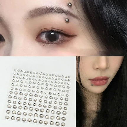 New Diamond Sticker Fake Nose Stud Self Adhesive Rhinestones Non Piercing Eye Ear Face Body Jewelry For Women Sticker Crystal