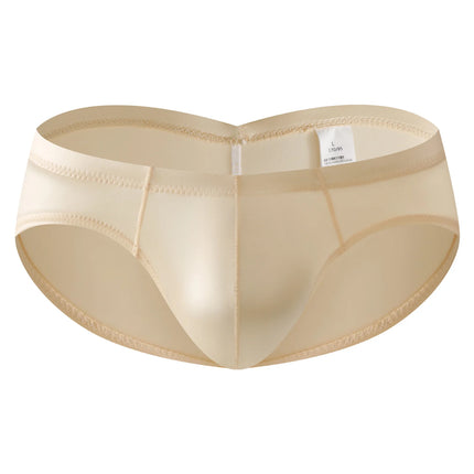 Men's Silky Satin Briefs Sexy Panties Low Rise Glossy Underwear Penis Bulge Pouch Soft Bikini Underpants Butt-lifting