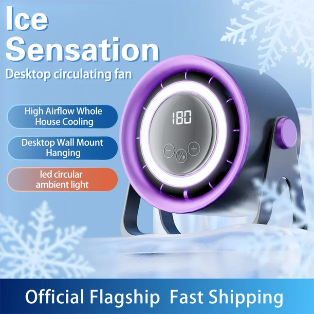 TINSOL 1800mAh Portable Electric Fan with Ambient Light Turbo Mute Electric Fan Desktop Wall Mount Ceiling Air Cooler