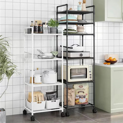 Kitchen storage cart for shelves - multi-level floor-standing household storage unit - bathroom shelf organizer