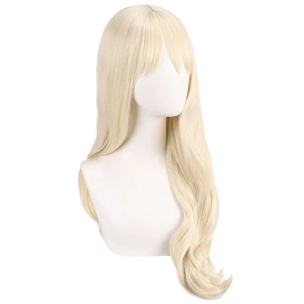 Long Wavy Synthetic Blonde Wig Natural Hairline Cosplay Party Costume Women Heat Resistant Fiber Daily Wear