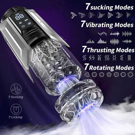 Automatic Male Masturbator Penis Pump - Upgrade Electric Pocket Pussy Stroker with 7 Sucking 7 Thrusting Rotating & Vibratin