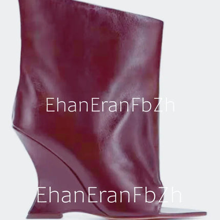 SoleLadies' Spring/Summer New Fish Mouth Slope High Heel Short Boots with Pointed Toe Exposed Cool Boots, Mid Top Boots