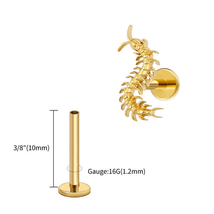 Right Grand ASTM F136 Titanium 16G Gothic Centipede Cartilage Earring Punk Helix Tragus Conch Snug Ear Labret Piercing Jewelry