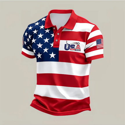Men Women USA 250 Statue Of Liberty Print Couple Polo Shirt American Flag Patriotic Casual Sportswear For Independence Day Polo