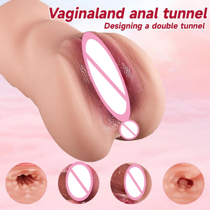 2in1 Realistic Textured 3D Tight Sleeve Pussy Pocket Silicone Sex Doll Sex Toys for Men Artificial Vagina Pussy Male Masturbator