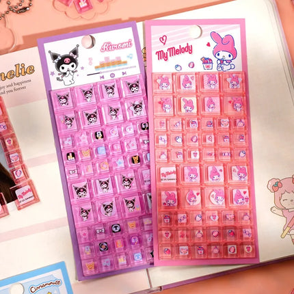 Kawaii Sanrio Hello Kitty 3D Solid Stickers Creative Cartoon Kuromi Diy Diamond Stickers Mobile Phone Decoration Children's Toys