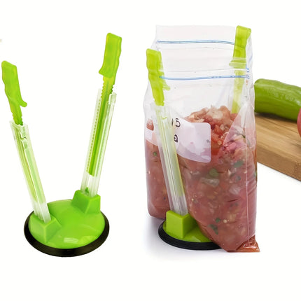 Zipper Bag Holder Plastic Adjustable NonSlip Hands-Free Baggy Rack Kitchen Gadget for Food Prep Freezer Bag Holder Stand Storage