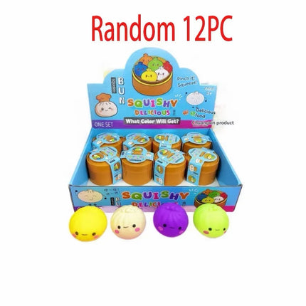 Hot selling multi-color smiling face buns with kneading music and steaming basket, stress relieving food toys, venting toys, str